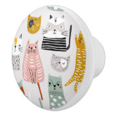 可愛いドードル手描き猫柄 セラミックノブ (右)