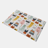 可愛いドードル手描き猫柄 ドアマット (アングル)