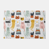 可愛いドードル手描き猫柄 ドアマット (正面)