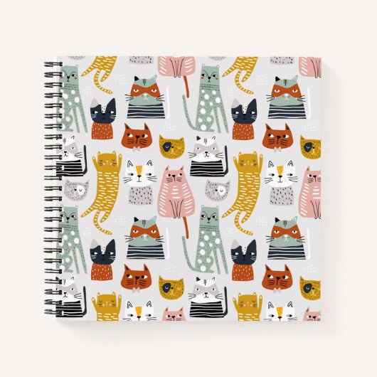 可愛いドードル手描き猫柄 ノートブック (正面)