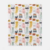 可愛いドードル手描き猫柄 フリースブランケット (正面)