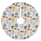 可愛いドードル手描き猫柄 ブラッシュドポリエステルツリースカート (正面)