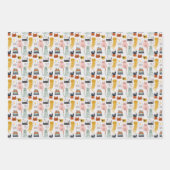 可愛いドードル手描き猫柄 ラッピングペーパーシート (正面)