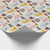 可愛いドードル手描き猫柄 ラッピングペーパー (角)