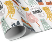 可愛いドードル手描き猫柄 ラッピングペーパー (ロールコーナー)