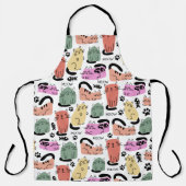 可愛いドードル猫と前絵 エプロン (正面)