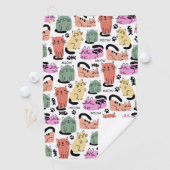 可愛いドードル猫と前絵 ゴルフタオル (インサイチュ)