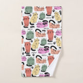 可愛いドードル猫と前絵 バスタオルセット (ハンドタオル)