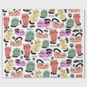 可愛いドードル猫と前絵 ラッピングペーパー (フラット)