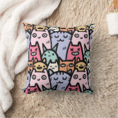 可愛いドードル猫柄の猫好き クッション (ブランケット)