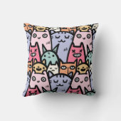 可愛いドードル猫柄の猫好き クッション (裏面)