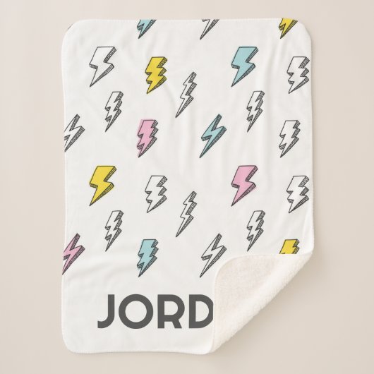 可愛いドードル稲妻ボルトパターン シェルパブランケット (正面)
