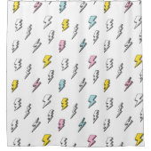 可愛いドードル稲妻ボルトパターン シャワーカーテン (正面)