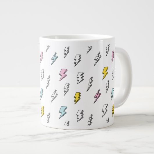 可愛いドードル稲妻ボルトパターン ジャンボコーヒーマグカップ (正面右)