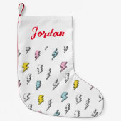 可愛いドードル稲妻ボルトパターン スモールクリスマスストッキング (正面)