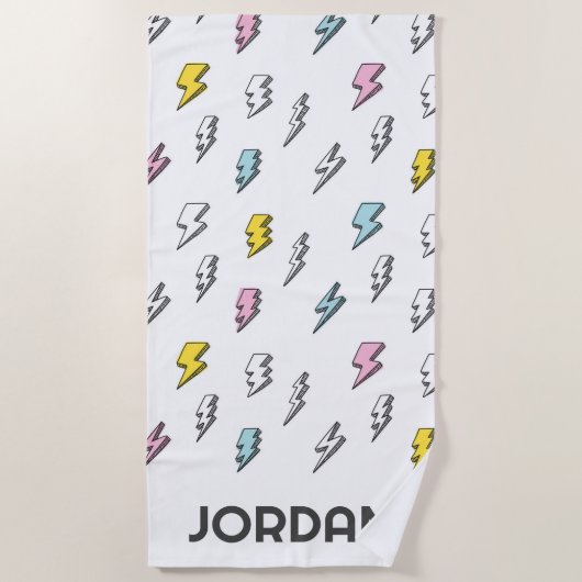 可愛いドードル稲妻ボルトパターン ビーチタオル (正面)