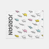 可愛いドードル稲妻ボルトパターン フリースブランケット (正面(横))