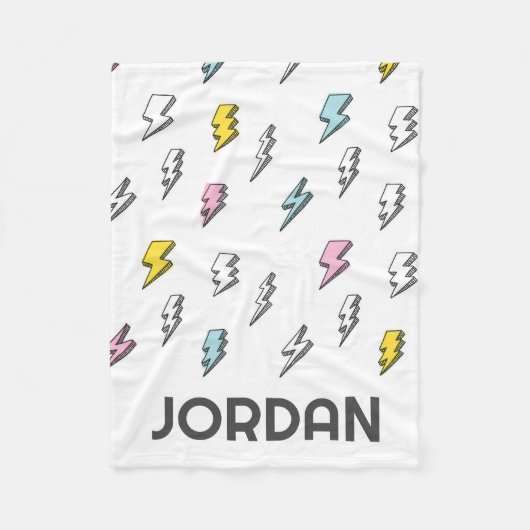 可愛いドードル稲妻ボルトパターン フリースブランケット (正面)