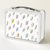 可愛いドードル稲妻ボルトパターン メタルランチボックス (裏面)