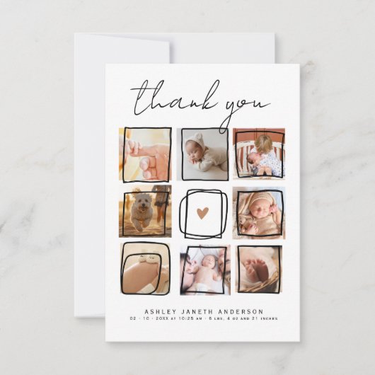 可愛いドードレ数々のス写真ありがとう赤ちゃんシャワー サンキューカード (正面)