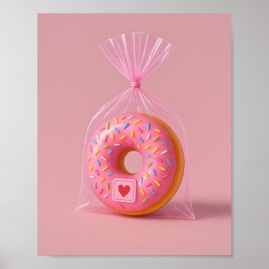 可愛いドーナツのウォールアート、ピンクの美学キッチン ポスター (正面)