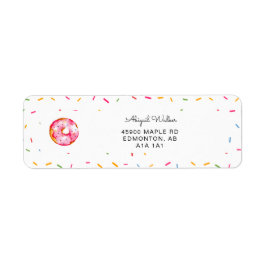 可愛いドーナツの水彩虹の散歩甘い ラベル