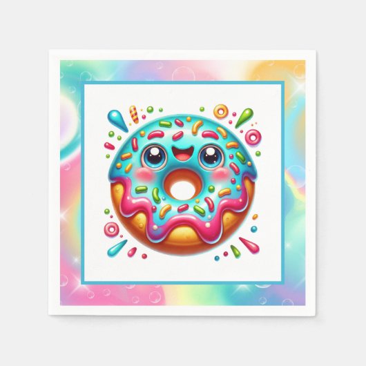可愛いドーナツ好きのパーティー スタンダードカクテルナプキン (正面)