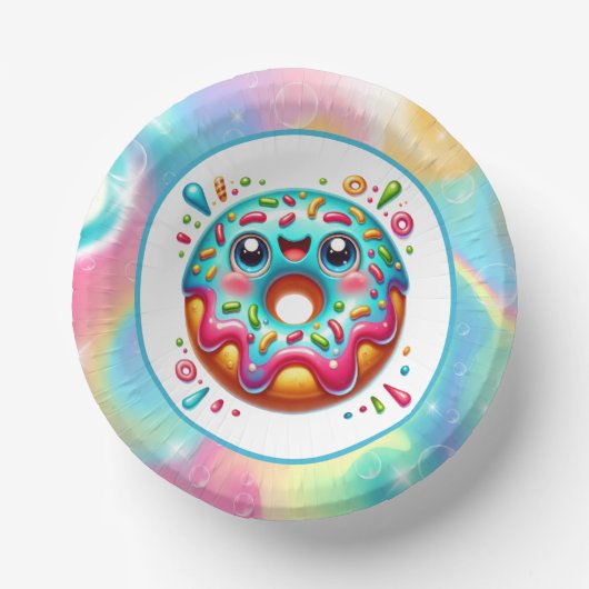 可愛いドーナツ好きのパーティー ペーパーボウル (正面)