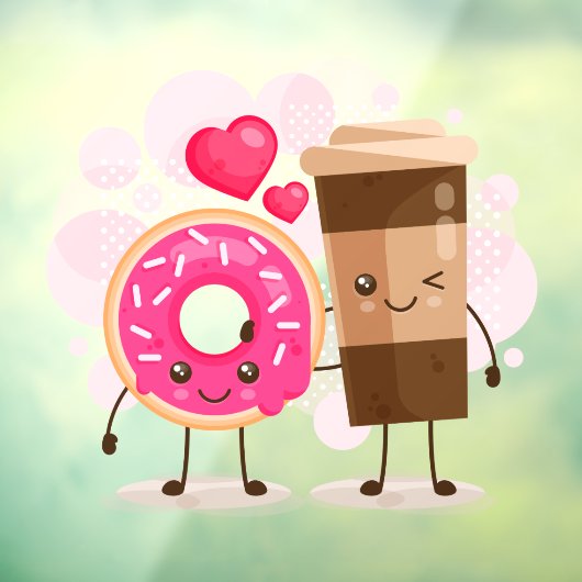 可愛いドーナツ店真の愛のドーナツとコーヒー ウィンドウサイン (シート3)