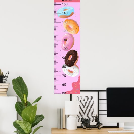 可愛いドーナツ成長図センチメートル ポスター (ホームオフィス)
