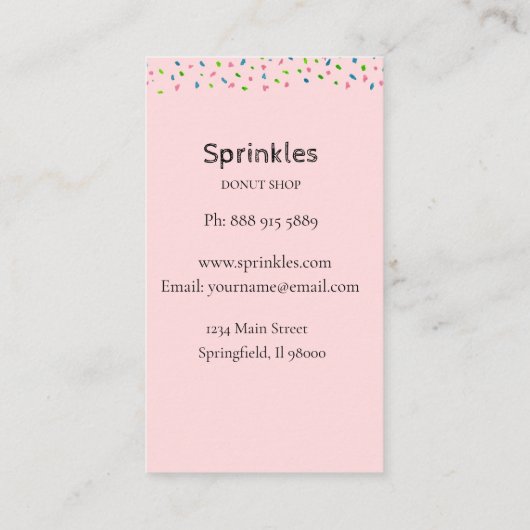 可愛いドーナツ散水付きドーナツ店名刺 名刺 (裏面)