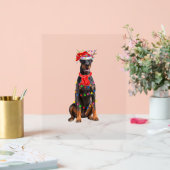 可愛いドーバーマンクリスマスツリーライトドッグ恋人 アクリルサイン (ウェディング)