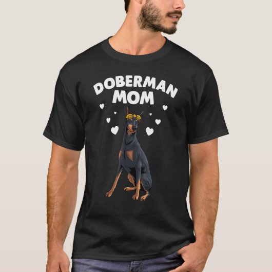 可愛いドーベルマン・ママ 女性 女子 母 ドーベルマン・ピンシャー Tシャツ (正面)