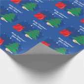 可愛いナイトブルーテニスクリスマスツリーカスタム ラッピングペーパー (角)