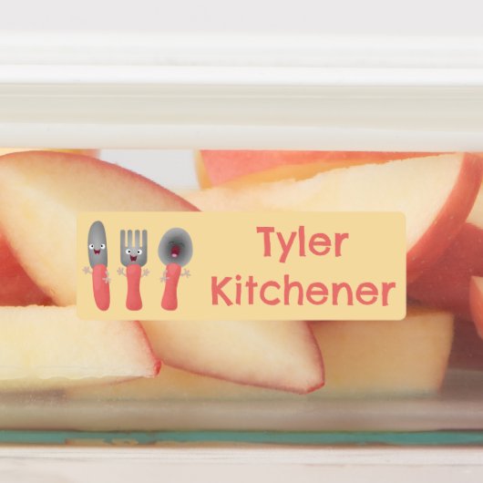 可愛いナイフフォーク刃物パーソナライズされた漫画 ラベル (貼付)