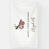 可愛いナスファースト誕生日愛らしいミニマル動物 横断幕 (縦)