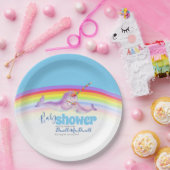可愛いナチュラル母ベビーブルーレインボーベビーシャワー ペーパープレート (パーティー)