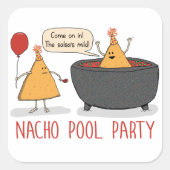 可愛いナチョおもしろいプールパーティーinサルサ スクエアシール (正面)
