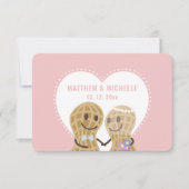 可愛いナッツがピンクお洒落結婚の 出欠カード (正面)