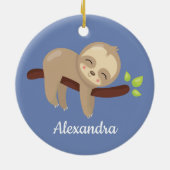 可愛いナマケモノかわいいアニマルオンブルー セラミックオーナメント (裏面)