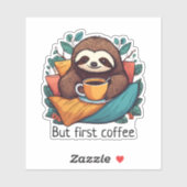 可愛いナマケモノが最初のコーヒー防水 シール (シート)