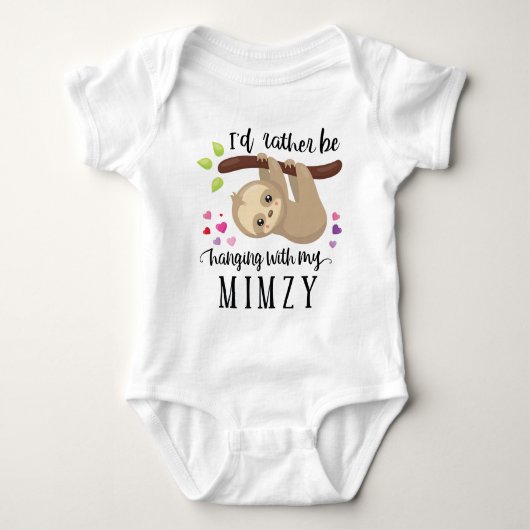 可愛いナマケモノつると一緒に ベビーボディスーツ (正面)