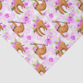 可愛いナマケモノと花タイル包装紙 薄葉紙 (詳細)