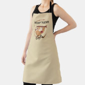 可愛いナマケモノのコーヒーお茶カスタムの店名 エプロン (インサイチュ)