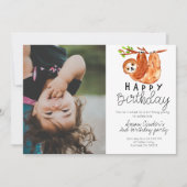 可愛いナマケモノの子供の誕生日の写真の招待状 招待状 (正面)