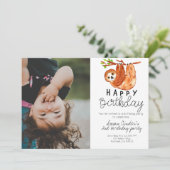 可愛いナマケモノの子供の誕生日の写真の招待状 招待状 (スタンド正面)