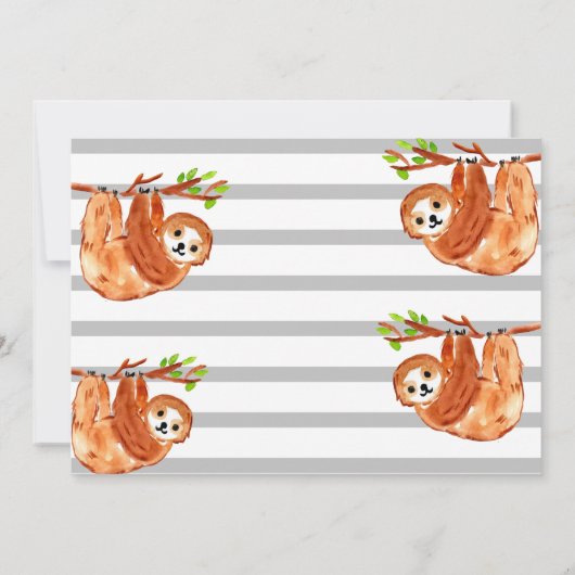 可愛いナマケモノの子供の誕生日の写真の招待状 招待状 (裏面)