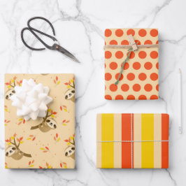 可愛いナマケモノの折り返し紙 ラッピングペーパーシート