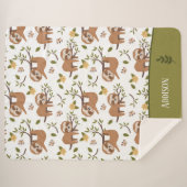 可愛いナマケモノの木の枝に眠るキッドパターン シェルパブランケット (正面(横))