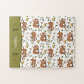 可愛いナマケモノの木の枝に眠るキッドパターン ジグソーパズル (横)